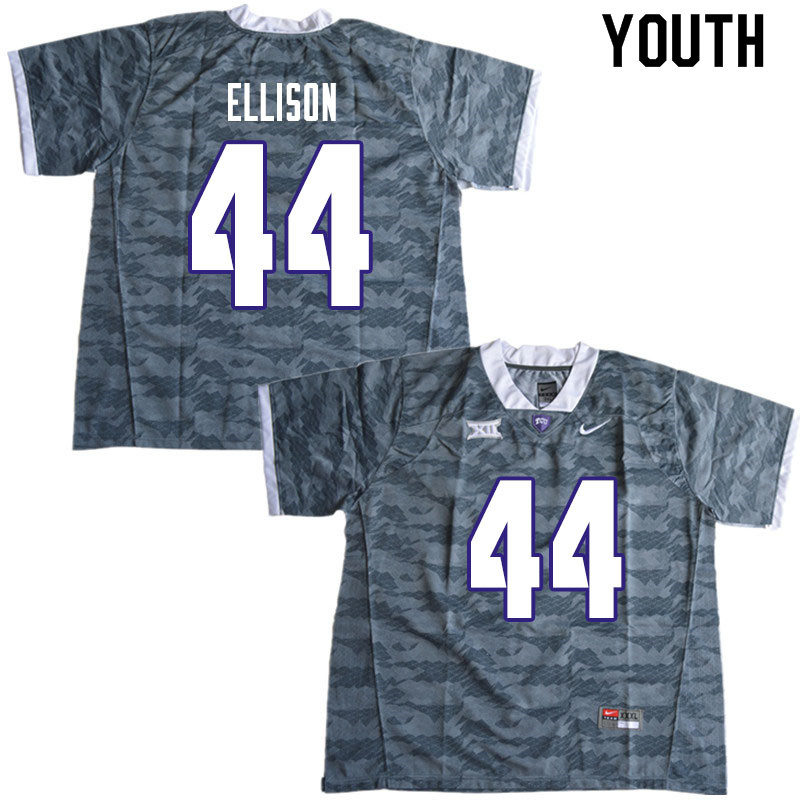 Youth #44 Colt Ellison TCU Horned Frogs College Football Jerseys Sale-Gray - Click Image to Close